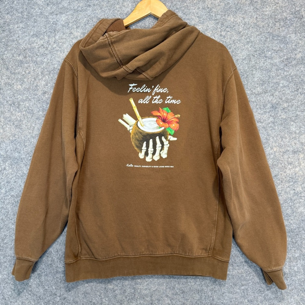 Katin Feelin Fine Graphic Colada Hoodie Sweatshirt Mens Medium Tropical Coconut